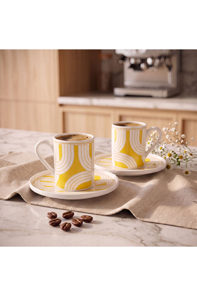 Aryıldız Havana Sarı 2 Kişilik 4 Parça Kahve Fincan Takımı 90 ml