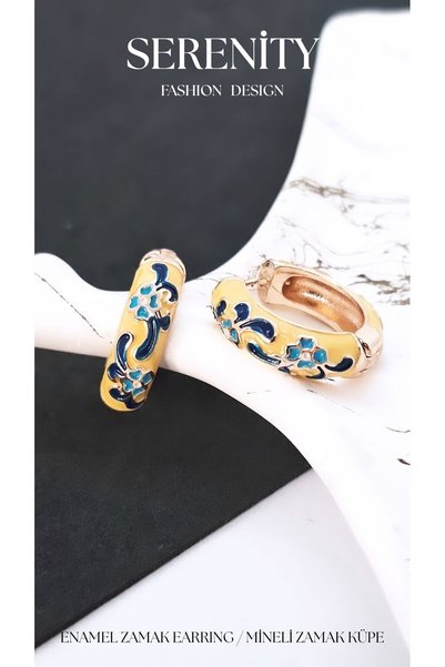 Serenity Colorful Satin Enamel Brass Plated Zamak Earrings
