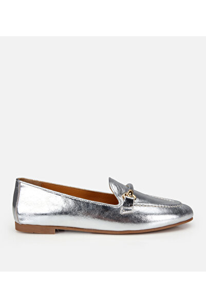 Hotiç Kadın Deri Lame Metalik Klasik Loafer