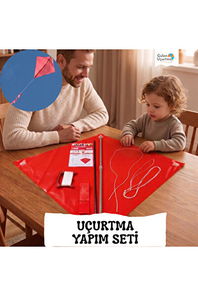 GÜLEN UÇURTMA Naylon Elmas Uçurtma Yapım Seti / Plastik Çıtalı