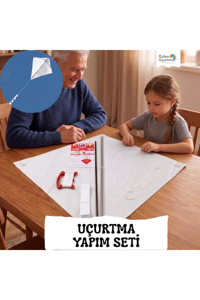 GÜLEN UÇURTMA Naylon Elmas Uçurtma Yapım Seti / Plastik Çıtalı