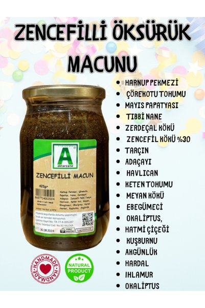 Aktarzane Zencefilli macun macunu doğal karışım macun 420gr