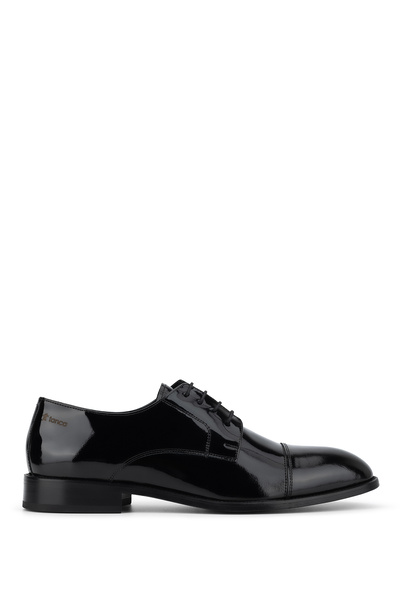 Tamer Tanca Men's Genuine Leather Black Patent Leather Classic Shoes