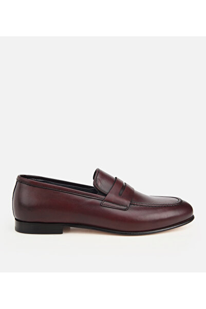 Hotiç Erkek Deri Bordo Klasik Loafer