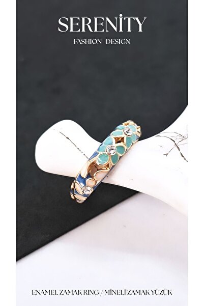 Serenity Satin Enamel Colored Brass Plated Zamak Ring
