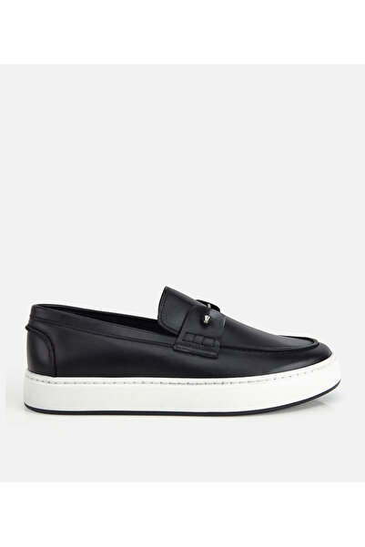 Hotiç Erkek Deri Siyah Metal Detaylı Günlük Loafer