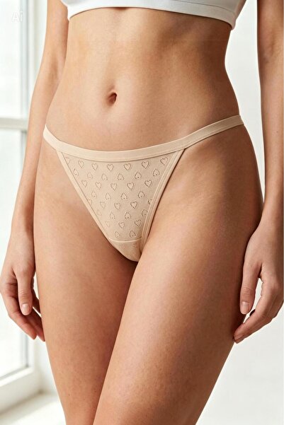 NAEEMA COTTON 7-Pack Women's Cotton String Panties 100% Cotton Heart Pointell...