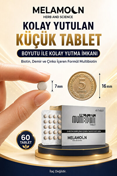 Multibiotin Biotin 5000 Mcg Zenginleştirilmiş Saç Ve Tırnak Vitamini - Demir Ve Çinko Katkılı 60 Tablet