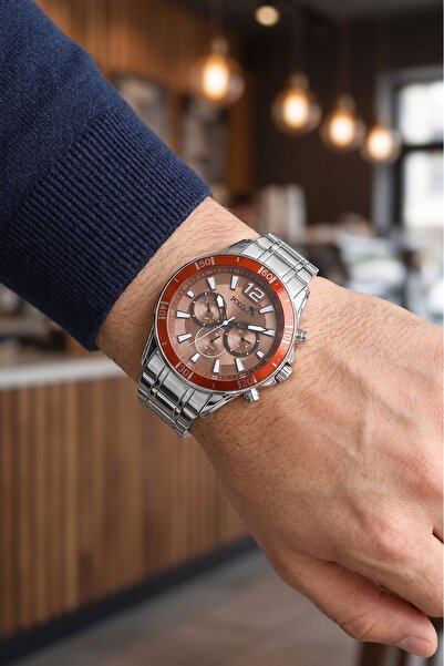 Poloair Lüx Metal Erkek Kol Saati Bordo Kasa Coffy Kadran Renk PL-0971E4x