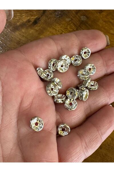 Gönülden Tasarım 50 Pieces of Silver Color Zircon Stone Jewelry Beads