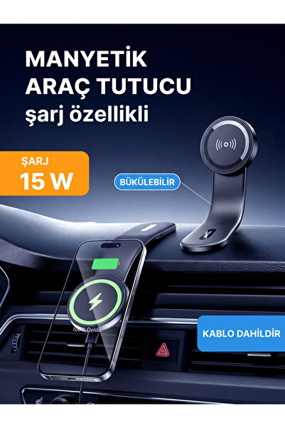 Vezir Aksesuar Manyetik Araç Telefon Tutucu 360° Dönebilen Katlanabilir Dashb...
