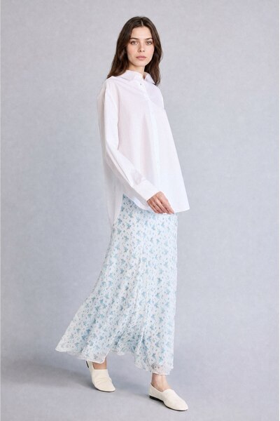 DeFacto A-Line Polka Dot Tulle Light Blue Skirt H5004Ax26Sp