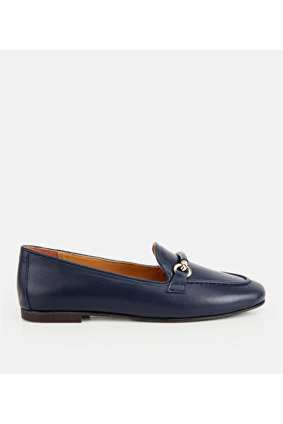 Hotiç Kadın Deri Lacivert Toka Detaylı Klasik Loafer