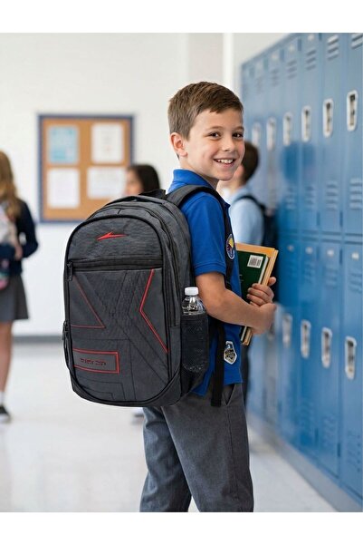 shopshop Black Large Volume Unisex School Backpack Sports and Travel Bag with...
