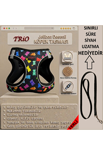 Trio Air -Mesh Küçük ve Orta Irk Kedi Köpek Göğüs Tasması Yumuşak, Nefes Alab...