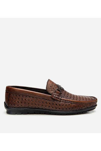 Hotiç Herren-Loafer aus Leder in Braun mit perforierter Schnalle und detailli...