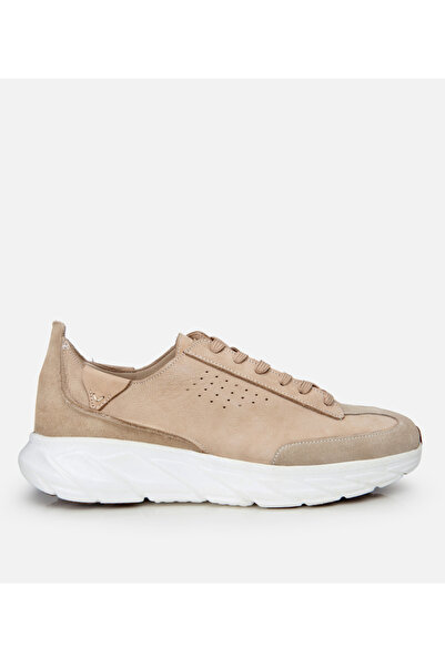 Hotiç Men's Nubuck Leather Ecru Ultra Light Sole Sports Shoes