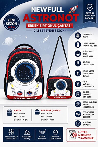 NEWFULL Astronaut Men's Backpack School Bag Set of 2 (New Season)