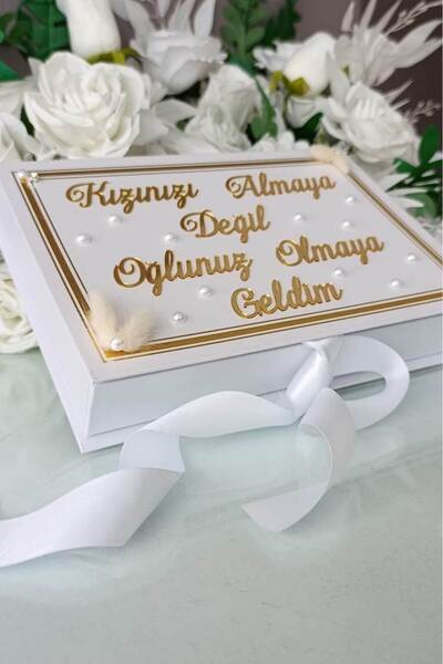 Beyaz Gelincik Home Kız İsteme Çikolata Kutusu, Söz Çikolatası Kutusu, Hediye...