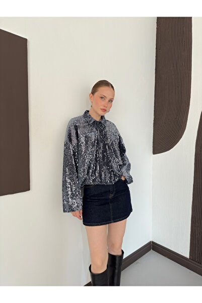 VERYMODA Jachetă oversize cu paiete pentru femei – Top elegant și strălucitor...