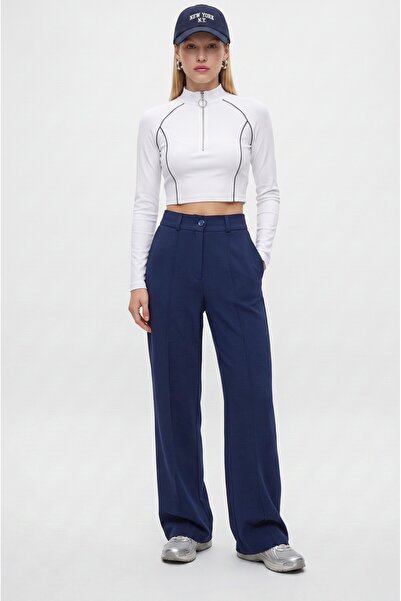 Ritnice Lycra Series Lift Stitched Flexible Light Navy Blue Palazzo Trousers