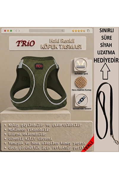 Trio Air -Mesh Küçük ve Orta Irk Kedi Köpek Göğüs Tasması Yumuşak, Nefes Alab...