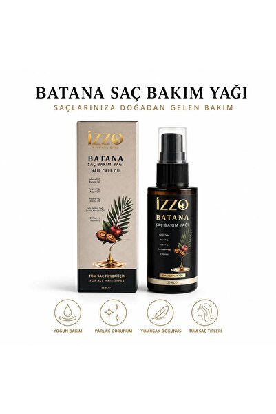 Izzo Batana Saç Bakım Yağı 50 ml | Batana, Argan, Jojoba, Tatlı Badem Yağı ve...