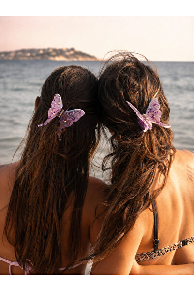 Nolana Butterfly Design Bone Acetate High Quality Buckle - Blue
