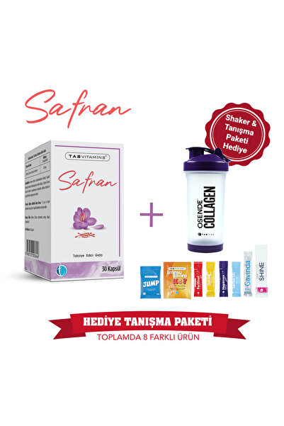 Tabvitamins Safran 50 mg 30 Kapsül | Tanışma Paketi Shaker Hediyeli