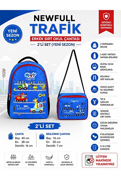 NEWFULL Traffic Men's Backpack School Bag-Set of 2 (New Season)
