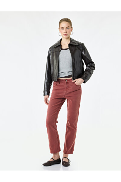 Koton Cotton Slim Fit Buttoned Pocket Flared Crop Jean Trousers - Kick Flare ...