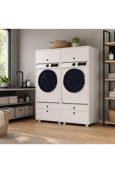 Alfimo Mobilya LOTUS 4 ÇEKMECELİ MAKİNE DOLABI ÇOK AMAÇLI DOLAP BANYO DOLABI ...