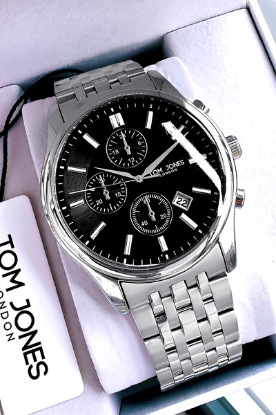 Tom Jones London Original New Season Men's Wristwatch Waterproof Silver Color...