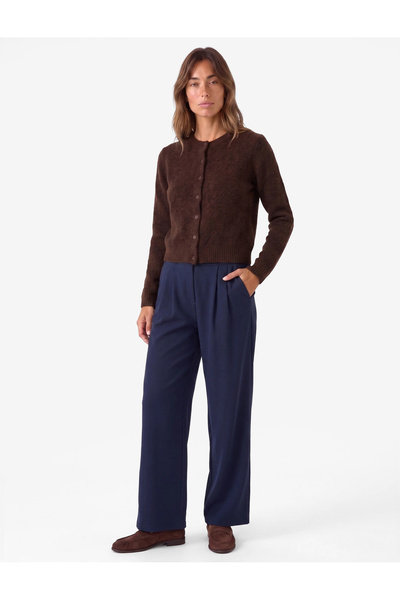 Koton Pleated Wide-Leg Palazzo Trousers with Crepe Fabric Pockets
