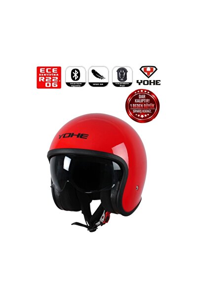 Yohe MOTOSİKLET KASKI 880-VESPA-RED-SHINY