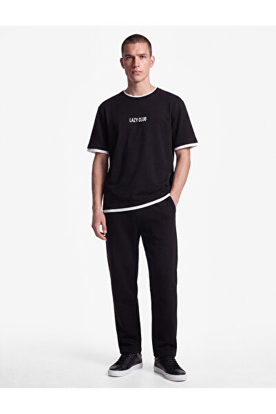 Koton Short Sleeve Regular Fit Crew Neck Color Contrast Cotton Printed T-Shirt