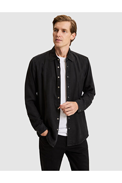 Pierre Cardin Black Regular Fit Long Sleeve Jean Shirt 50292591-Vr046