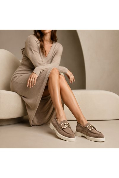 a ayak&kabım official Genuine Leather Beige Daily Women's Shoes Eva Sole Loafer Moccasin Leather Shoes Tkllsl2501