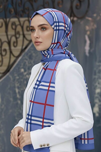 Vissona KREP EKOSE DESENLİ BEBE MAVİSİ RENKLİ 75X195 KIRIŞMAZ ŞAL