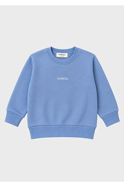 MARKOLL Çocuk Basic Sweatshirt Bebe Mavisi 3 İplik Şardonlu Bisiklet Yaka Uni...