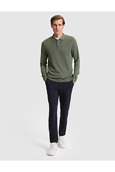 Pierre Cardin Navy Blue Slim Fit Jogger Canvas Pants with Elastic Waistband 5...