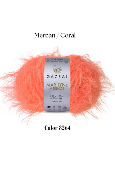 GAZZAL İPLİK Gazzal Marilyn Merinos Long Wool Knitting Yarn 250g 5X50G 88m So...