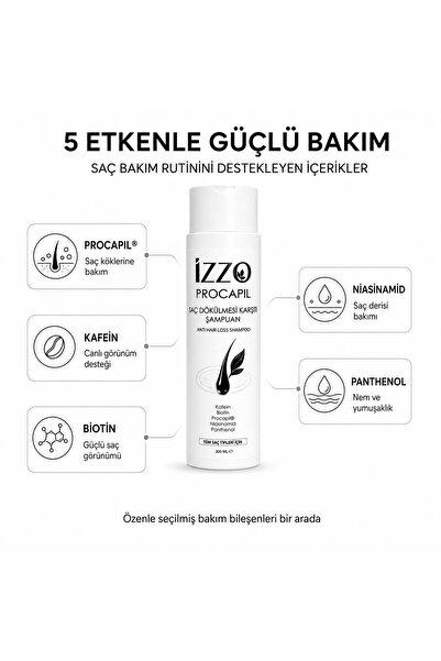 Izzo Procapil Saç Dökülmesi Karşıtı Şampuan 300 ml | Kafein, Biotin, Procapil...