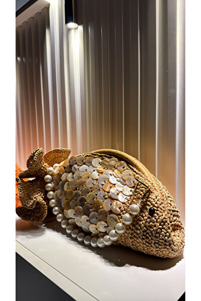 WOMANBAG Designed Handmade Wicker Fish Clutch Bag Handbag (Wicker Color)