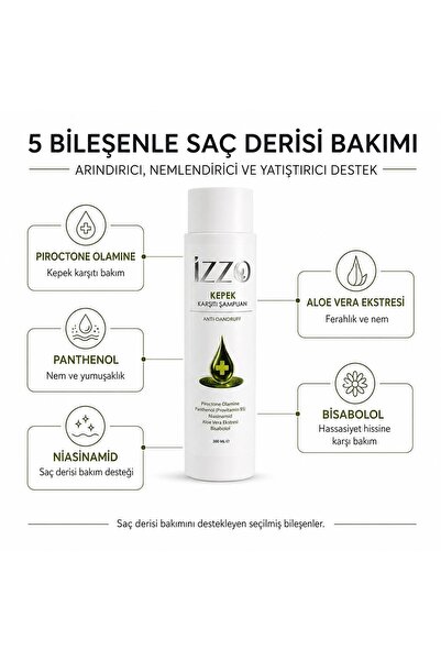 Izzo Kepek Karşıtı Şampuan 300 ml | Hassas ve Eğilimli Saç Derisi Bakımı | Pi...
