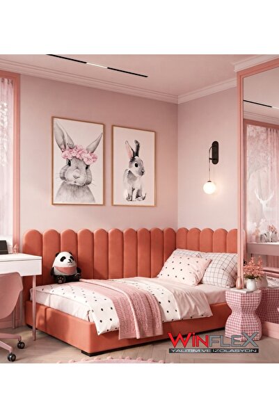 WİNFLEX YATAK BAŞLIK,DUVAR VE ODA DEKORASYON PANEL 10ADET-(15X100CM) SOMON PEMBE