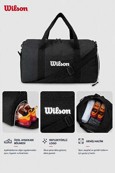 Wilson Geantă de fitness, sport și călătorie, cu licență, cu compartiment pen...