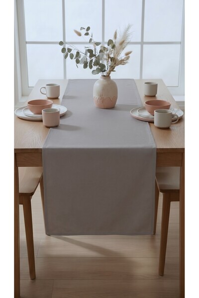 Dokuar Velvet Textured 40X140 Premium Stone Color Plain Polyester Table Runner