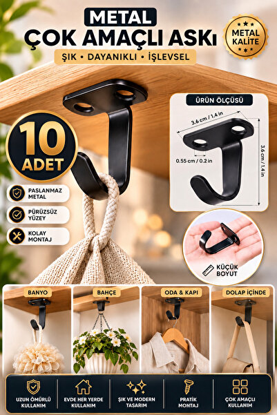 VENON 10 Pieces J Model Mini Metal Hanger with Black Screws Kitchen Cloth Han...