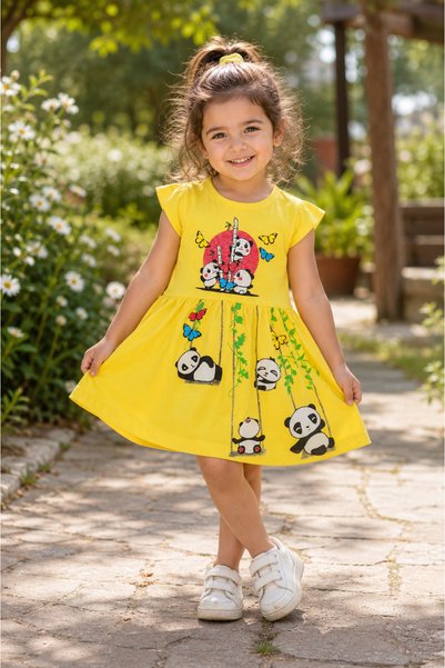 Hacalı Kids فستان قصير الأكمام من القطن الممشط